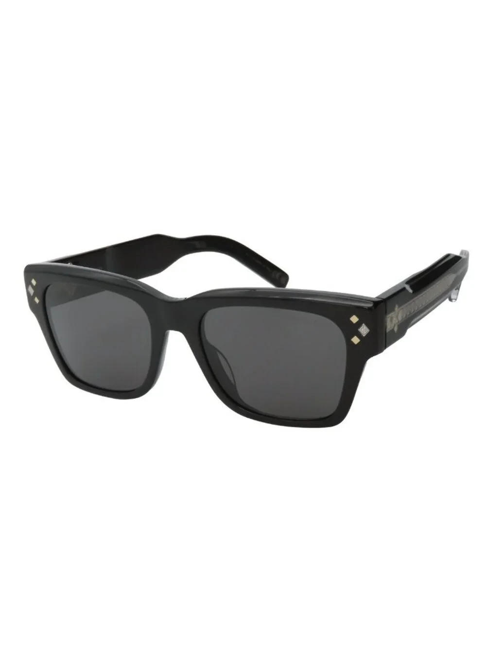 Dior Diamond Sunglasses Black Silver Acetate Metal Rectangular Eyewear
